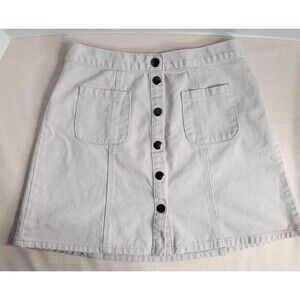 BDG womens SMALL white denim button front mini skirt Size Small Petite